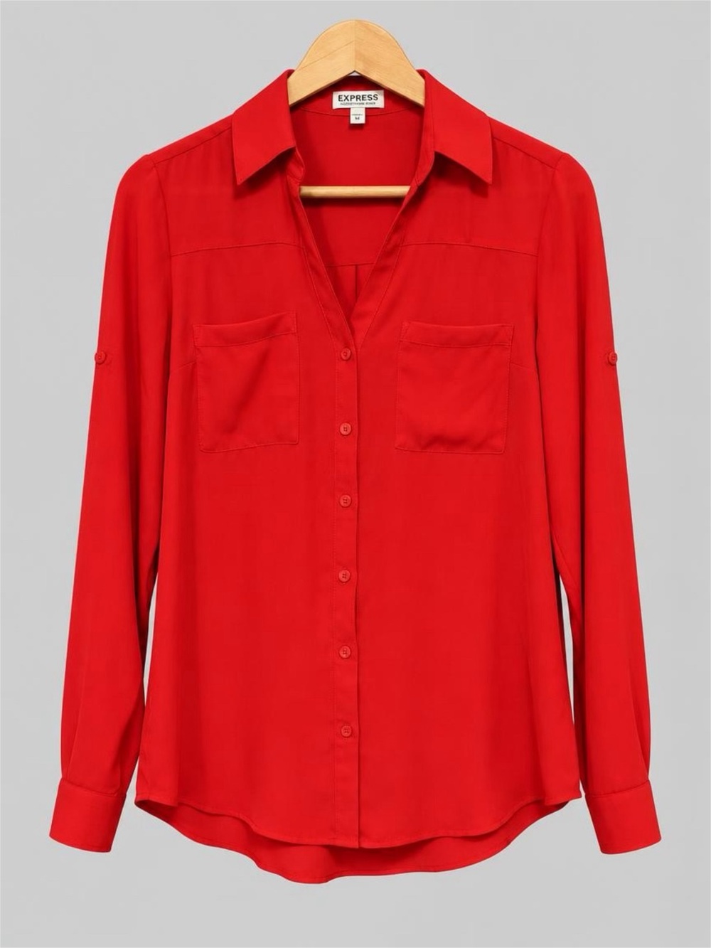 Express Women's Red Button-Front Portofino Shirt